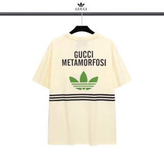 Adidas×gucci เสื้อยืดแขนสั้น คอกลม ระบายอากาศ โอเวอร์ไซซ์ ของแท้ 100% แฟชั่นสําหรับผู้ชาย และผู้หญิง