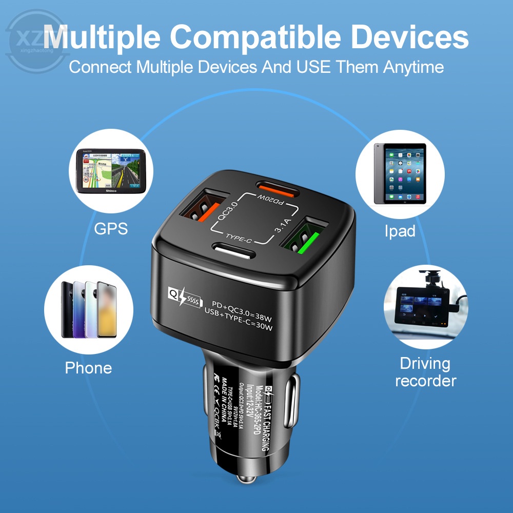 2USB car charger 38W-2PD-365 flash charger car charger