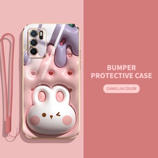 เคสโทรศัพท์มือถือ ลายสัตว์ และพืชน่ารัก 3D พร้อมสายคล้อง สําหรับ OPPO A16 A16S A54S 4G