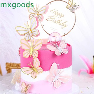 Mxgoods ธงรูปผีเสื้อสําหรับตกแต่งเค้กวันเกิด