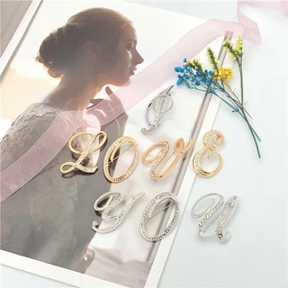 26 เข็มกลัดตัวอักษรเวอร์ชั่นเกาหลี Rhinestone บรรยากาศ Elegant Pin โลหะผสมเพชร-studded Classy เข็มกลัด