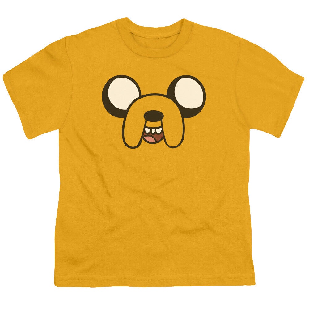 [S-5XL]เสื้อยืด พิมพ์ลายการ์ตูน Adventure Time Jake Head สีทอง สําหรับเด็ก
