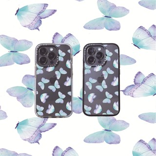 Casetify X เคสโทรศัพท์มือถืออะคริลิค TPU ใส แบบแข็ง ลายผีเสื้อ สีดํา สีขาว พร้อมกล่อง สําหรับ Apple IPhone 11 12 13 14 Pro Max