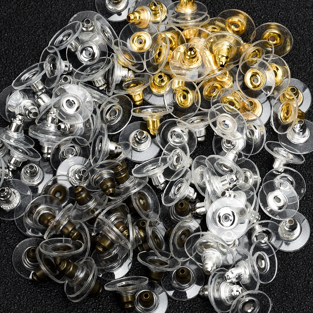 จุกยางซิลิโคน ปิดด้านหลัง สําหรับทําเครื่องประดับ ต่างหู DIY 100 ชิ้น
