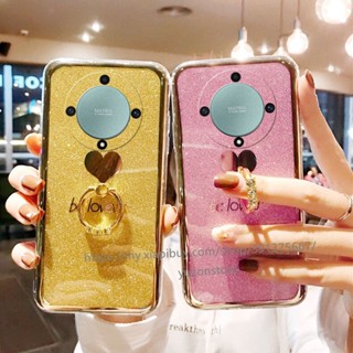 พร้อมส่ง เคสโทรศัพท์มือถือ TPU แบบแข็ง ลายกลิตเตอร์ พร้อมแหวนขาตั้ง สําหรับ Honor X9a X8a X7a X9 X8 X7 X6 5G 4G เคส Phone Case