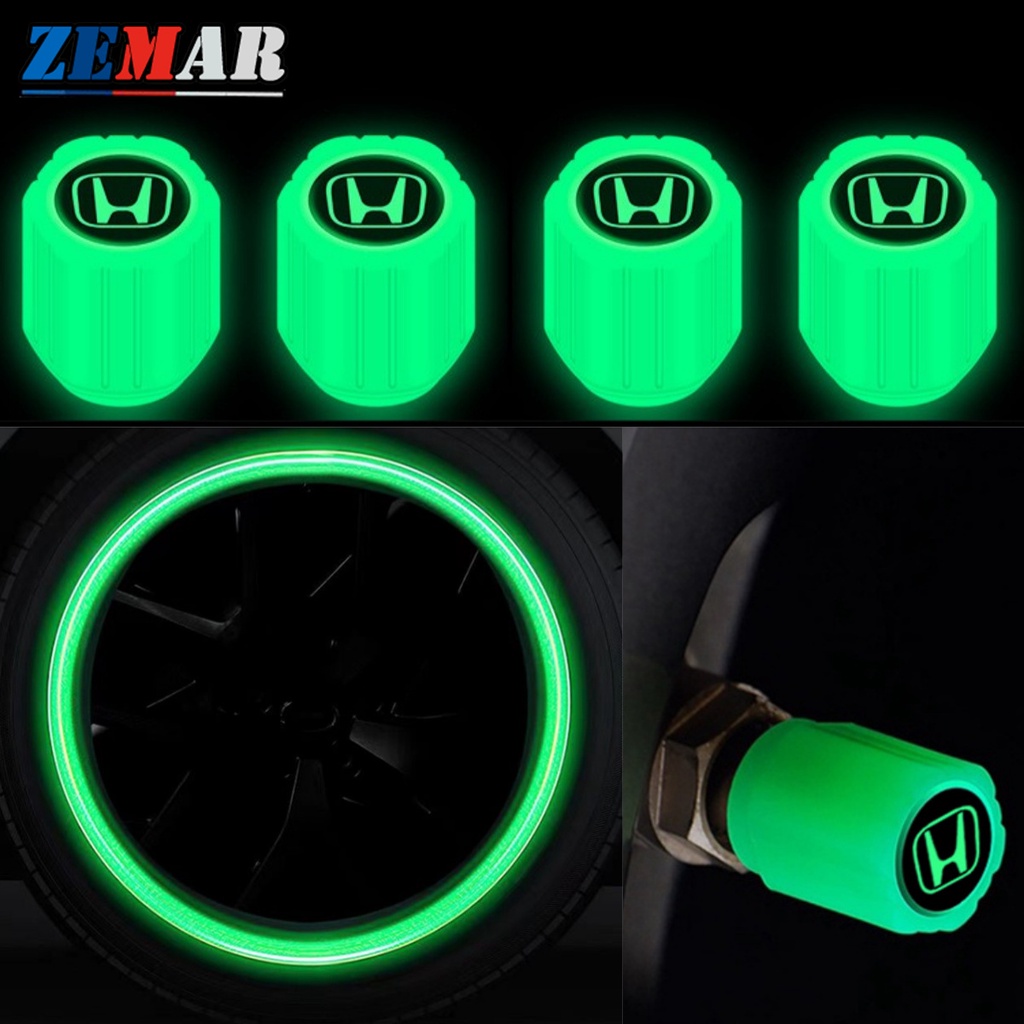 4Pcs Honda For civic 11th gen 10th HRV 2022 Jazz gk Stream City Mugen Fit Vezel Accord g10 BRV Luminous Universal Car Tire Valve Caps Common to Motorcycle Bicycle Car Accessories