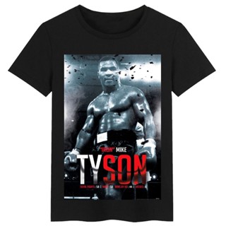 [S-5XL] โปสเตอร์ คอกลม แบบนิ่ม ลายการ์ตูนมวยไทย รุ่น Mike Tyson สีขาว แบบเรียบง่าย สําหรับครบรอบ