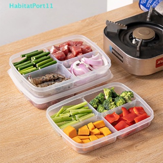 Habitatport กล่องเก็บอาหาร ผลไม้ ขิง หัวหอม 4 ช่อง แบบพกพา