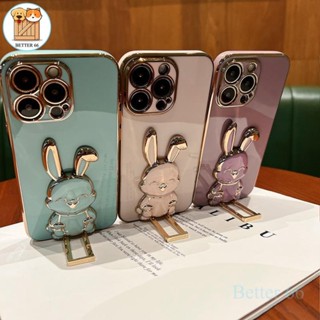 เคสโทรศัพท์มือถือ ลายกระต่ายน่ารัก 3D พับได้ สําหรับ IPhone 11 12 13 Pro Max 14 Plus