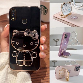 เคส Vivo Y91 Y91i เคส Vivo Y93 Y95 Case Vivo Y91C Y91D Cases Vivo V9 V11 Pro V11i Y85 เคส Vivo Y17 Y15 Y12 SoftCase Vivo Y15A Y15S Y15C Y01 เคสโทรศัพท์มือถือ ลายการ์ตูนเฮลโลคิตตีน่ารัก พร้อมกระจก และแผ่นโลหะ สําหรับ