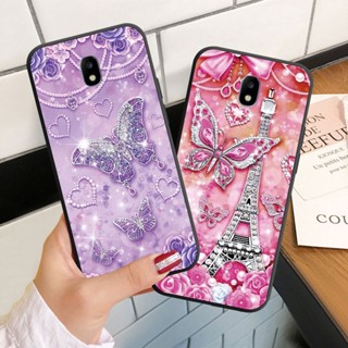 เคสโทรศัพท์มือถือ ซิลิโคนนุ่ม ลายผีเสื้อ ประดับเพชร สําหรับ Samsung Galaxy J3 J5 2015 2016 2017 Pro