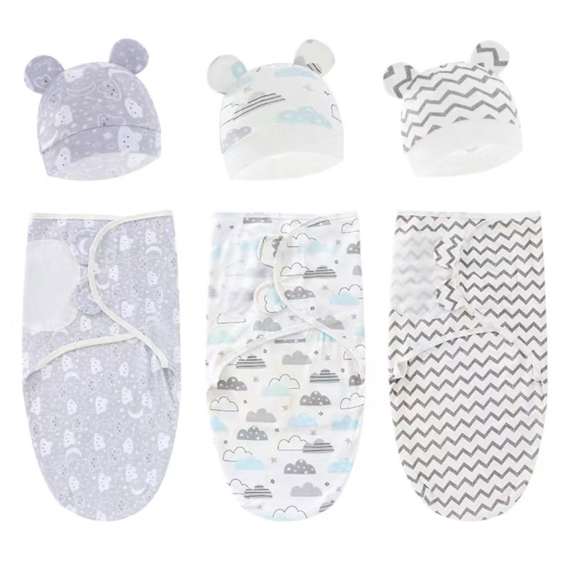 Omg* ผ้าห่ม ผ้าห่อตัว เด็กทารก เด็กผู้ชาย เด็กผู้หญิง หมวก Unisex 0-6 เมตร ทารกแรกเกิด ผ้าห่อตัว หมวกมัสลิน