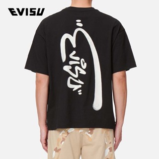 Evisu Ss เสื้อยืดลําลองสําหรับผู้ชายแขนสั้นพิมพ์ลาย Seagull Pocket Graffiti Logo ทรงหลวม 2Eshtm1Ts523Lf