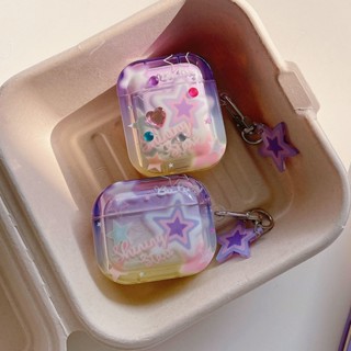 เคสหูฟังคริสตัล รูปดาวน่ารัก สีม่วง สําหรับ AirPods 1 2 3 Pro Airpod Pro 2