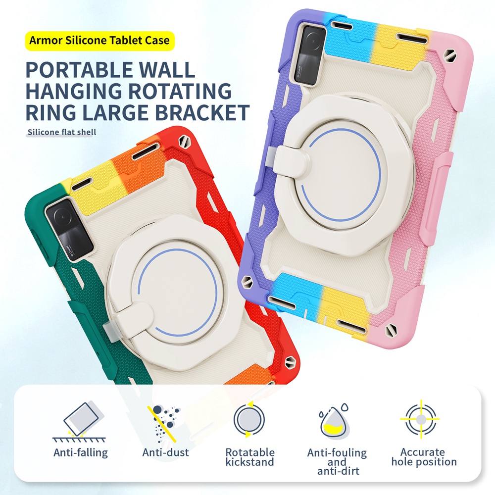 สําหรับXiaomi Redmi Poco Pad 2 SE 8.7 Pro M1 2022 2023 2024 2025 12.1 นิ้ว 4G 5Gกรณีเด็กปลอดภัยPCซิลิคอนกันกระแทกดึงแหวนขาตั้งแท็บเล็ตฝาครอบปลอก