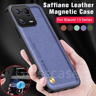 For Xiaomi Mi 13 Pro 13 Lite Xiaomi13 13Pro Matte Plain Leather Phone Case Magnetic Car Holder Lens Full Protector Back Shockproof Casing Cover