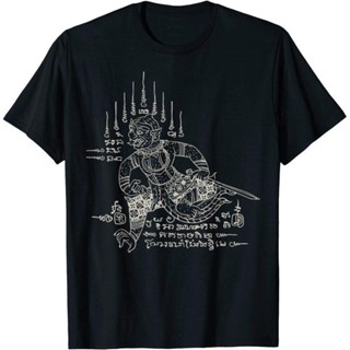 [S-5XL] ปี้ ประเทศไทยเสื้อยืดแขนสั้น Sak Yant Thai Tattoo Hanuman Mythical Yantra Thailand Gift T-Shirt Thailand Round n