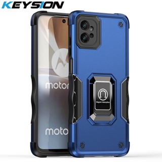 Keysion เคสโทรศัพท์มือถือ ซิลิโคน PC กันกระแทก พร้อมขาตั้งโลหะ สําหรับ Motorola MOTO G32 MOTO G32