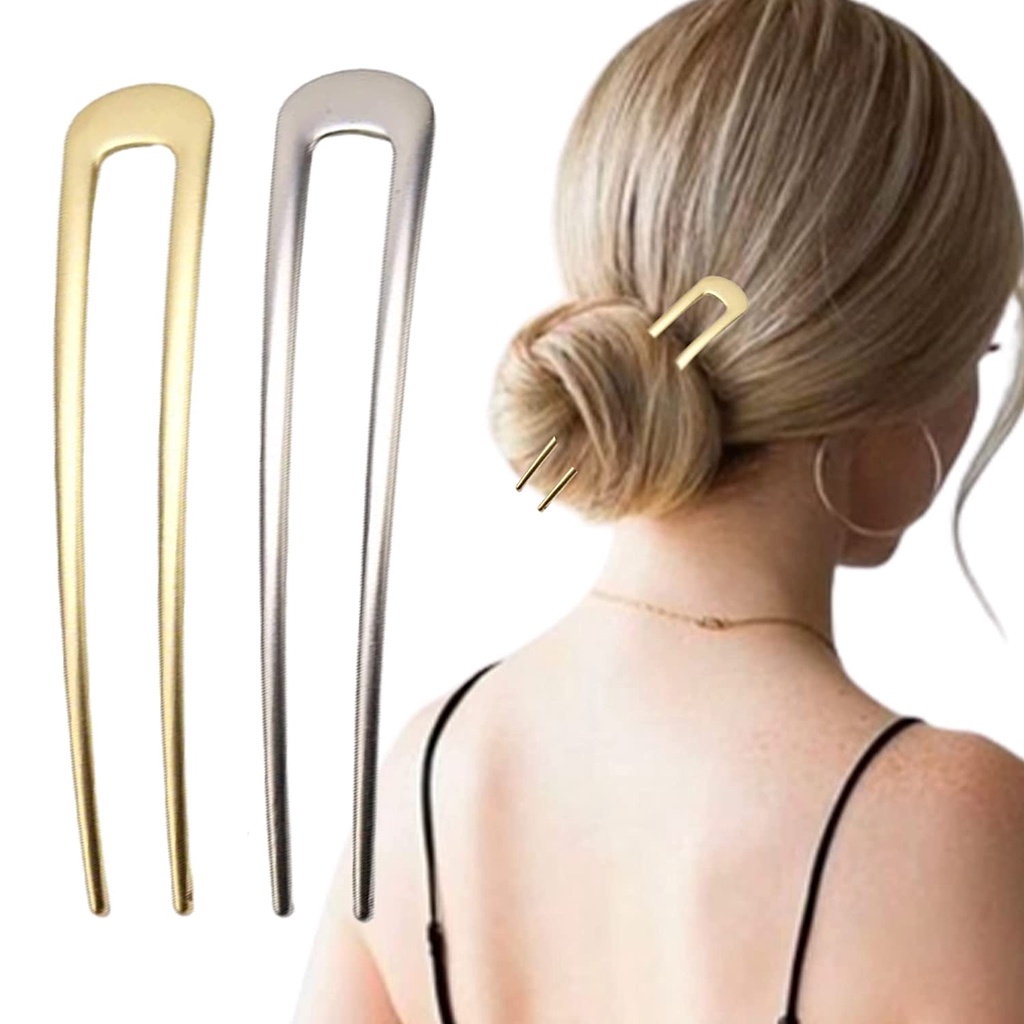 2 ชิ้นภาษาฝรั่งเศสคําผม Pins U รูปผม Stick ส้อม, Vintage Hairpin สําหรับ Fine อุปกรณ์เสริมผมสําหรับผู้หญิง