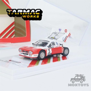 โมเดลรถยนต์ Tarmac Works 1:64 Lancia 037 Rally Van Haspengouw 1985 สีแดง สีขาว