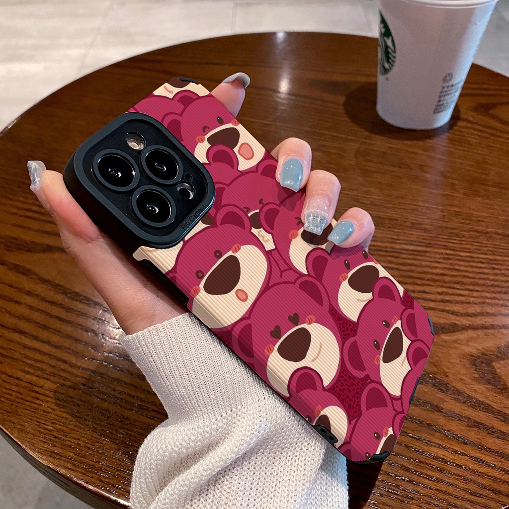 เคสโทรศัพท์มือถือแบบนิ่ม กันกระแทก ลายการ์ตูนหมีสีชมพูน่ารัก สําหรับ IPhone 12 Pro Max X XR XS Max SE IPhone 7 Plus 8 Plus 11 Pro Max 13 Pro Max 14 Pro Max