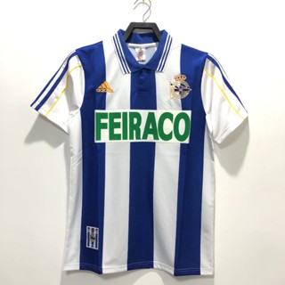 เสื้อกีฬาแขนสั้น ลายทีมชาติฟุตบอล La Coruna Home 1999 2000 เกรด AAA สไตล์เรโทร ไซซ์ S-XXL