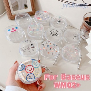 Baseus WM02+ เคสหูฟัง การ์ตูนน่ารัก หน้ายิ้ม หลากสี พิมพ์ลายดอกไม้ นุ่ม TPU กันกระแทก หูฟัง พร้อมแหวนหัวเข็มขัด ป้องกันการสูญหาย ชุดหูฟังไร้สาย เคสป้องกัน