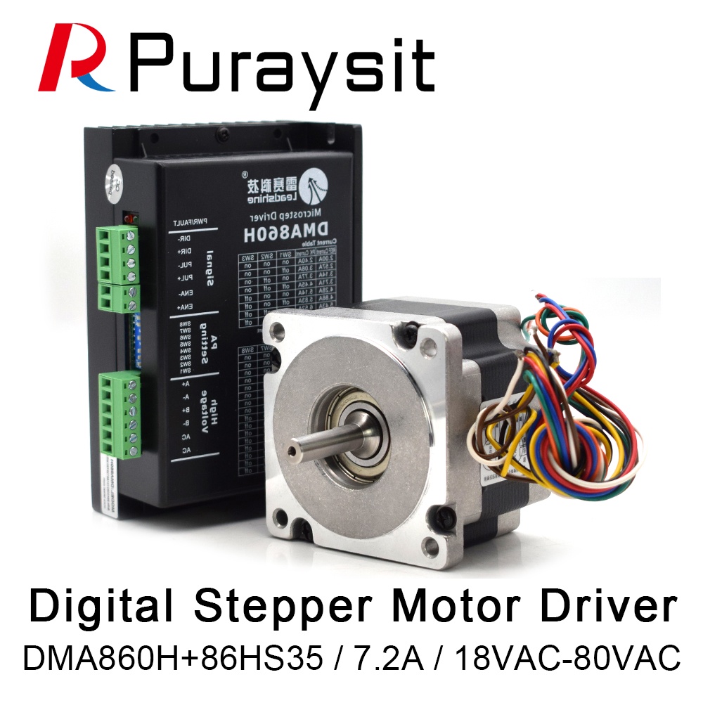 SZ Puraysit Leadshine 2 เฟส Stepper Driver DMA860H 1 ชิ้น + Leadshine 2Phase Stepper Motor 86HS35 1P
