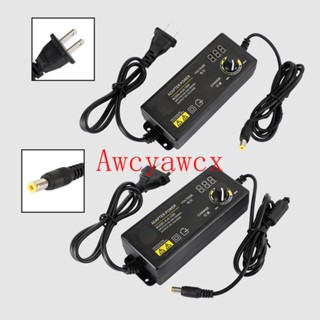 อะแดปเตอร์ชาร์จพาวเวอร์ซัพพลาย เปิด ปิด ปรับได้ AC DC 3V-24V 2.5A แรงดันไฟฟ้า 3V 4.5V 5V 6V 7.5V 8V 9V 10V 12V 15V 24V 60W