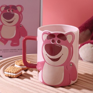 Disney Lotso แก้วกาแฟเซรามิค ลายการ์ตูนหมีสตรอเบอร์รี่น่ารัก พร้อมกล่อง