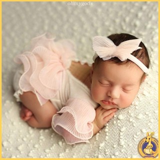 OMG* Baby Photo Props Photostudio Clothes Bowknot Headband Romper Newborn Shower