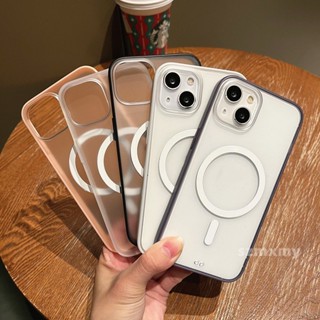 เคสโทรศัพท์มือถือแบบแข็ง ขอบนิ่ม ผิวด้าน แม่เหล็ก หรูหรา สําหรับ Iphone 14 13 12 11 Pro Max Plus