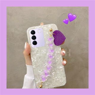 ใหม่ เคสโทรศัพท์มือถือแบบนิ่ม ใส พร้อมสายคล้อง ประดับมุก แฟชั่น สําหรับ VIVO V27e VIVO V27 Pro 2023 V27e V27 Pro