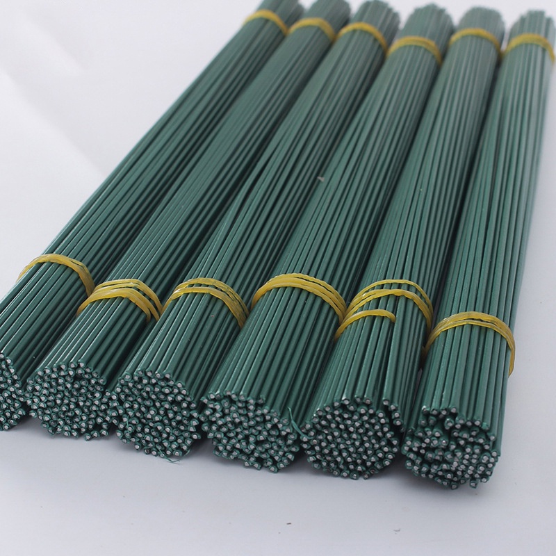 100 Pcs 40cm Flower Bundle Packaging Material #2 Green Iron Wire Rose Artificial Flower Stem