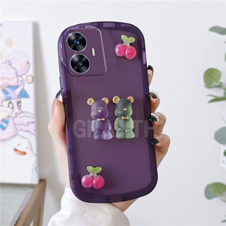 ใหม่ เคสโทรศัพท์มือถือใส แบบนิ่ม ลายหมีเชอร์รี่ ป้องกันเลนส์กล้อง สําหรับ Realme C55 NFC 2023 REALMEC55 NFC