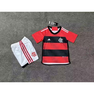 เสื้อกีฬาแขนสั้น ลายทีมชาติฟุตบอล Flamengo 23/24 ชุดเหย้า สําหรับเด็ก