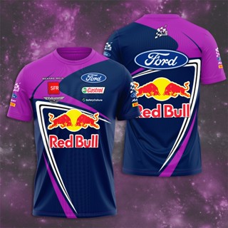 เสื้อยืดแขนสั้นลําลอง พิมพ์ลาย M-Sport Ford World Rally Red Bull Team 3 มิติ แฟชั่นฤดูร้อน สําหรับเด็กผู้ชาย