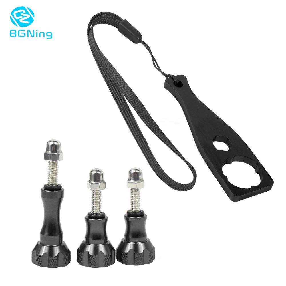Bgning สกรูอะแดปเตอร์น็อต อลูมิเนียม แบบสั้น พร้อมประแจ สําหรับกล้อง Gopro 8 7 6 5 4 1 แพ็ค 3 ชิ้น