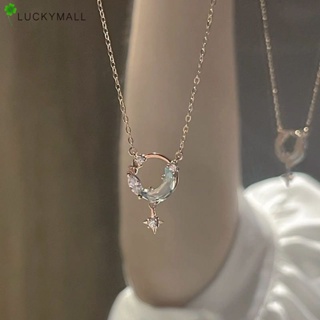 Fashion Crystal Moon Chain Necklace for Women Elegant Opal Pendent Jewelry Accessories