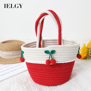 Ielgy กระเป๋าถือสาน ลายเชอร์รี่น่ารัก สไตล์ญี่ปุ่น