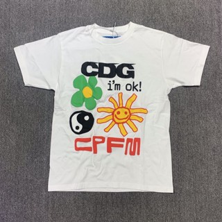 ใหม่ เสื้อยืดแขนสั้น ผ้าฝ้าย พิมพ์ลาย CPFM co-branded CDG Tai Chi สําหรับผู้ชาย และผู้หญิง