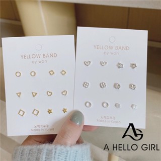 A HELLO GIRL เครื่องประดับต่างหูขนาดเล็กสําหรับผู้หญิง 6 คู่ / ชุด