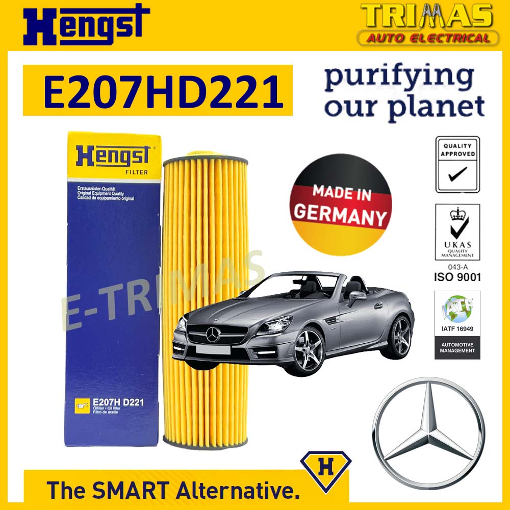 กรองน้ํามันเครื่อง HENGST Mercedes-Benz SLK R172 เครื่องยนต์ M271 Penapis Minyak Enjin E207H D221 37