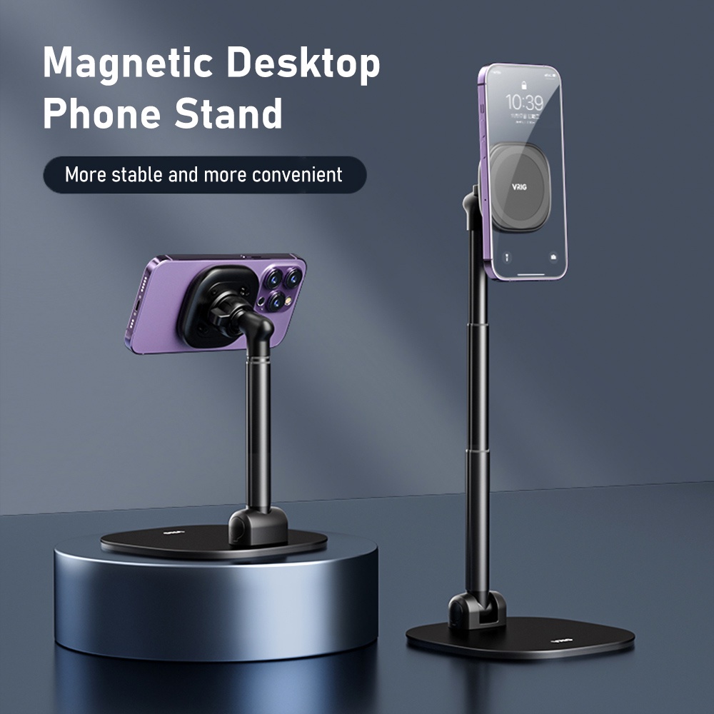 【จัดส่งด่วนในพื้นที่】 Vrig MG-04 ขาตั้งโทรศัพท์ตั้งโต๊ะ พับได้ พร้อม 360° ขาตั้งโทรศัพท์มือถือ แบบแม่เหล็ก หมุนได้ ปรับความสูงได้ แบบเปลี่ยน สําหรับสมาร์ทโฟน iephone 14 13 12 Series