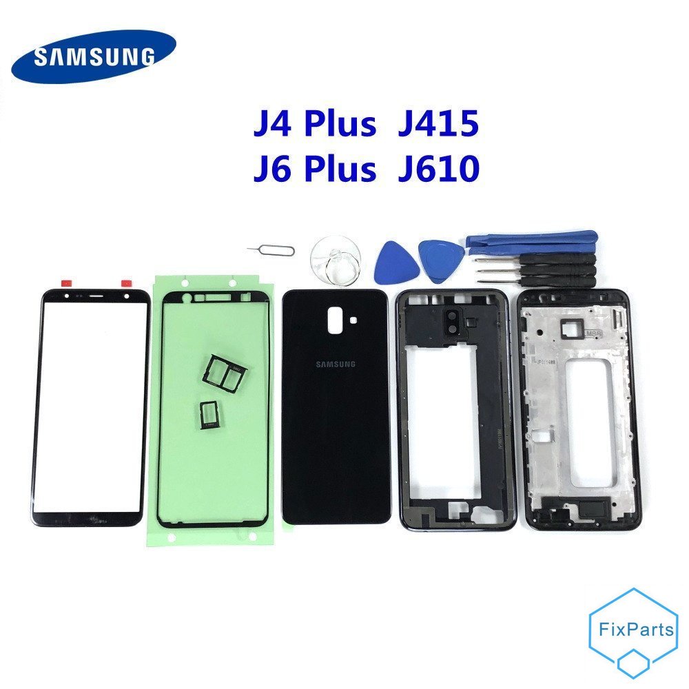 ฝาครอบแบตเตอรี่หน้าจอ LCD กรอบกลาง ด้านหน้า สําหรับ Samsung Galaxy J4 J6 Plus 2018 J6+ J415 J610F J610 J4+