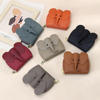 【Real Shot】Genuine Leather New Mini Cute Elephant Wallet Ladies Zipper Card Holder Birthday Gift