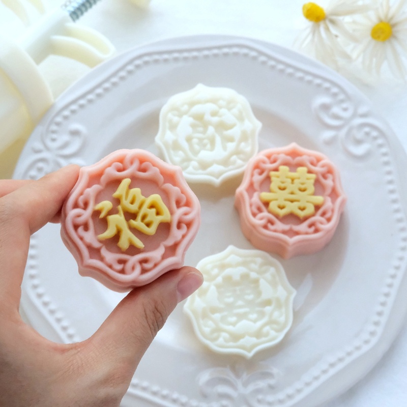 Be> แม่พิมพ์พลาสติก รูปตัวอักษรจีน สําหรับทําขนมไหว้พระจันทร์ DIY 50 กรัม