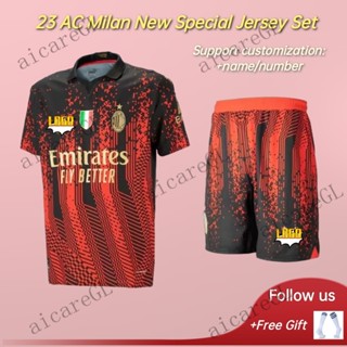 🔥ใหม่!!! เสื้อกีฬาแขนสั้น ลายทีมชาติฟุตบอล AC Milan Jersey 4th 2023 ชุดเหย้า สําหรับผู้ใหญ่