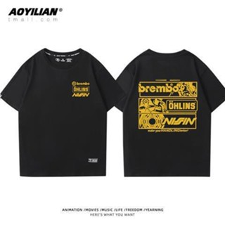 Attitude OHLINS เสื้อยืดแขนสั้น โช๊คอัพรถจักรยานยนต์ ลําลอง แฟชั่น สําหรับผู้ชาย และผู้หญิง