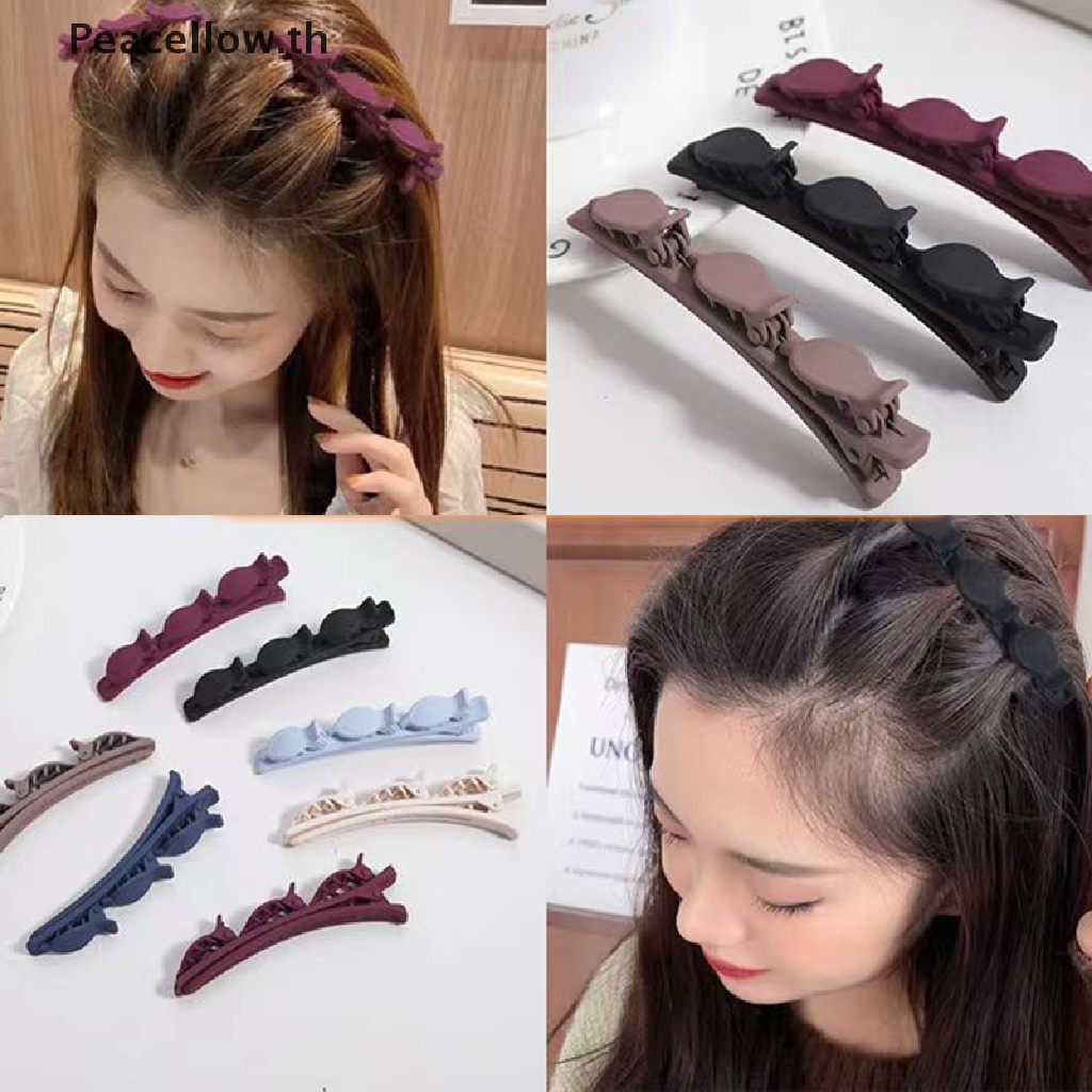 Peacellow กิ๊บติดผมหน้าม้า แบบถักเปีย น่ารัก หรูหรา เครื่องประดับแฟชั่น สําหรับผู้หญิง